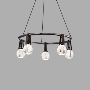 P0853-5C Five-Light Leather Ring Glass Globe Pendant Light