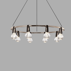 P0853-8C Eight-Light Leather Ring Glass Globe Pendant Light