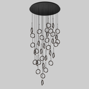 P0880-36A Large Cascading Ring Chandelier